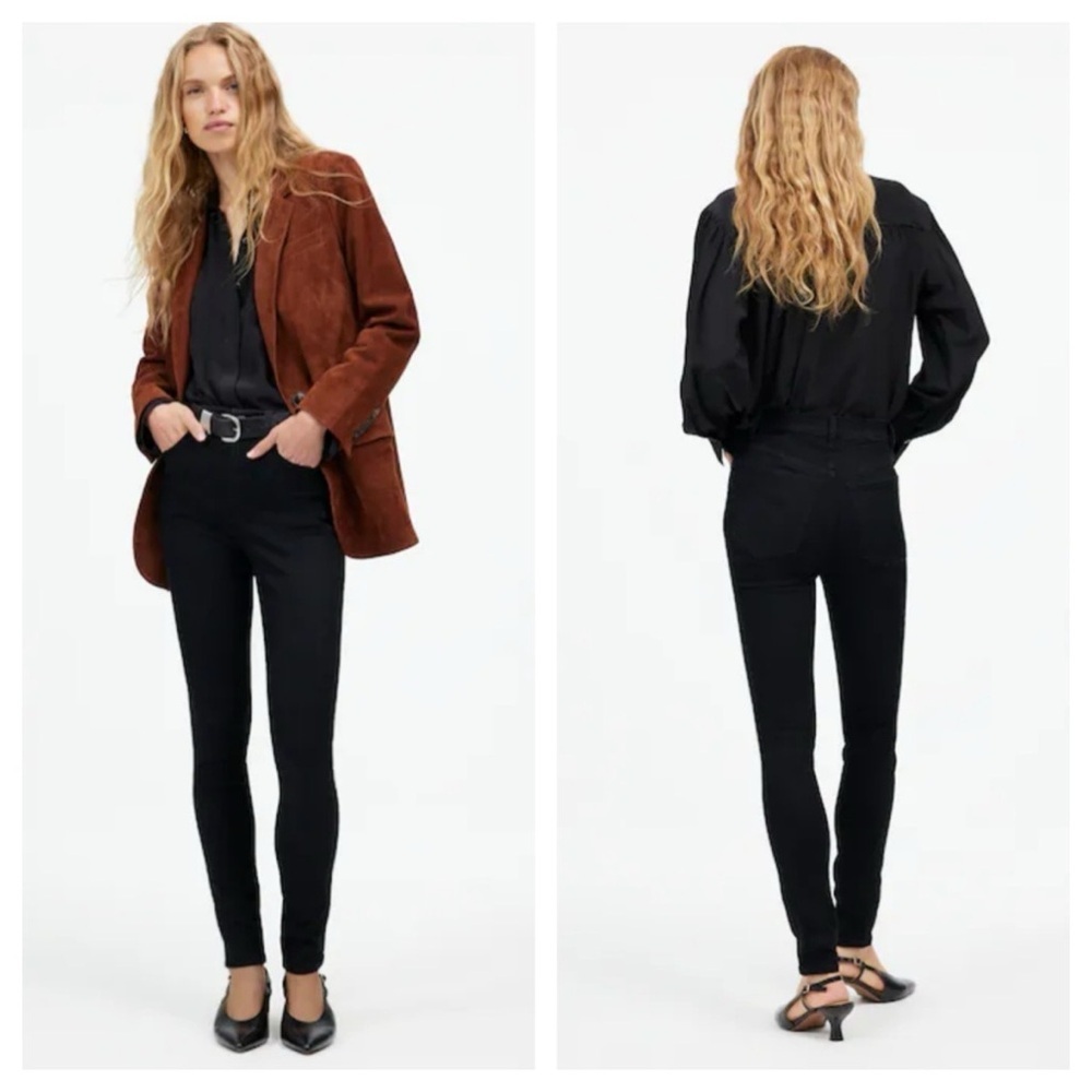 Madewell Women's Black Skinny Pants 9" High-Rise Skinny Jeans in black size 25